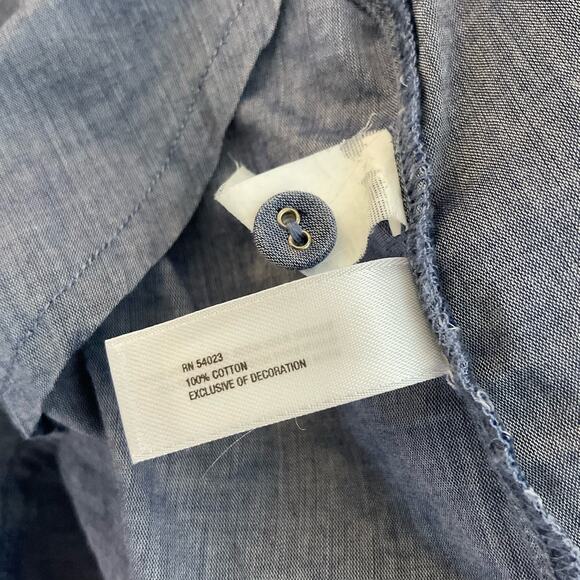 Gap Cotton Chambray Mixed Media Button Down Blouse Small - Picture 6 of 9
